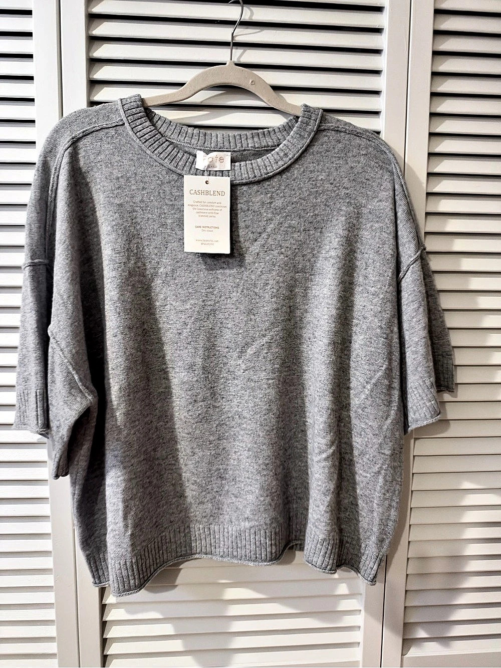 Fate Boutique Cashmere Blend Tee in Gray NWT